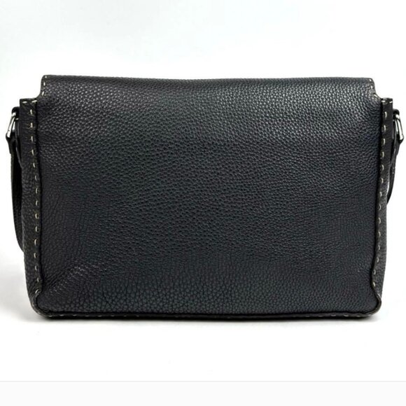 FENDI Black Leather Messenger Bag - Picture 7 of 16